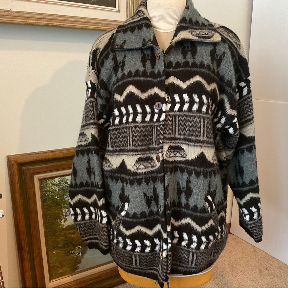 TEDIJOS ATAHUALPA WOOL ALPACA COLLARED BUTTON UP SWEATER CARDIGAN Pockets